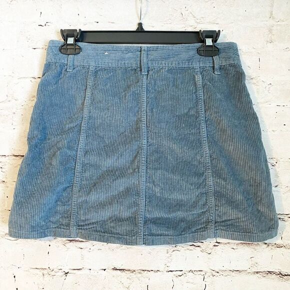American Eagle Corduroy Mini Skirt Full Zip Steel Blue Womens size 4 High Rise - Picture 3 of 7